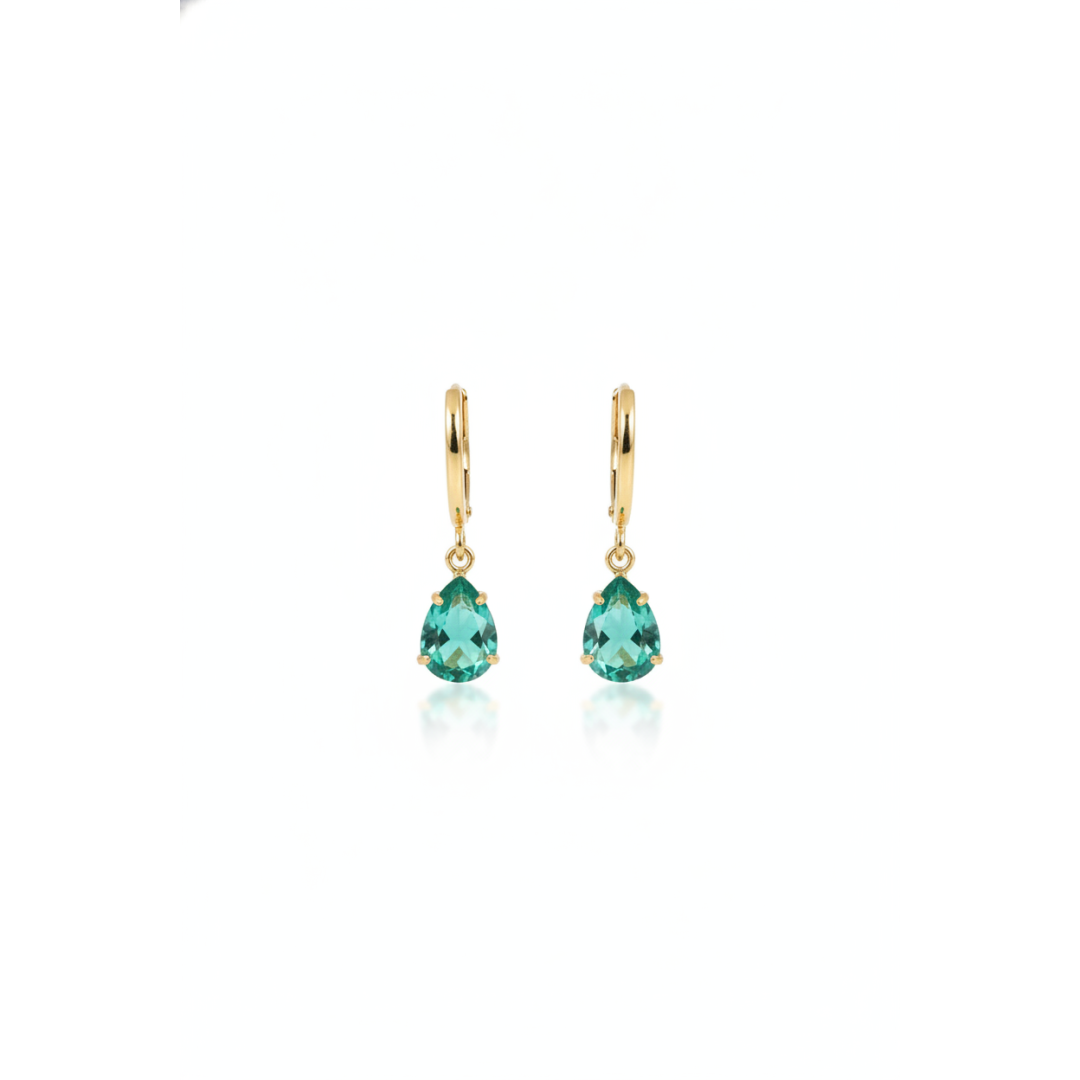 Brinco tranqueta gota zirconia cristal ou colorido vidro Brinco tranqueta gota zirconia cristal ou colorido vidro